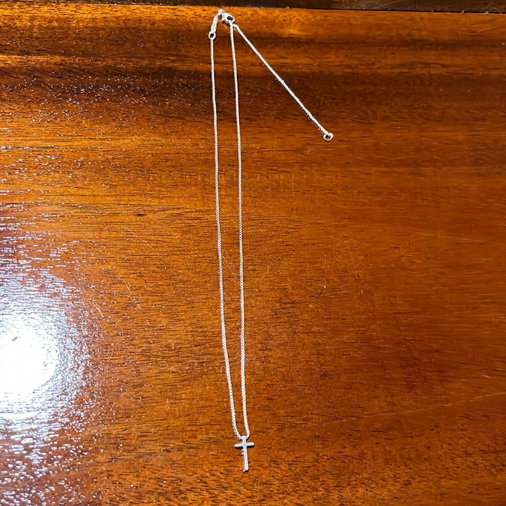 Alex and Ani .925 sterling silver cross necklace. 16”-18”.